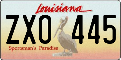 LA license plate ZXO445