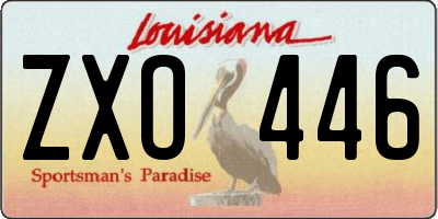 LA license plate ZXO446