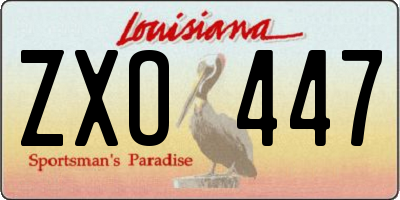 LA license plate ZXO447