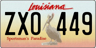 LA license plate ZXO449