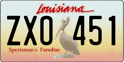 LA license plate ZXO451