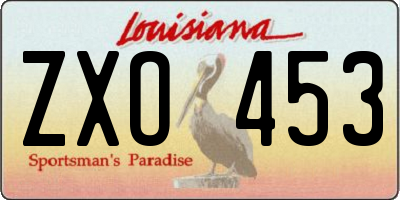 LA license plate ZXO453