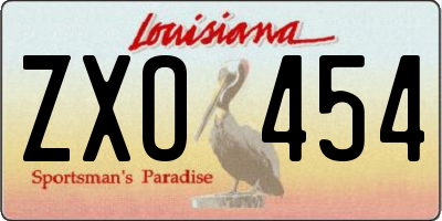 LA license plate ZXO454