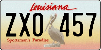 LA license plate ZXO457