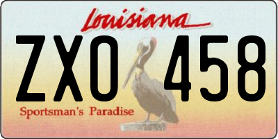 LA license plate ZXO458