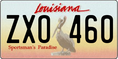 LA license plate ZXO460