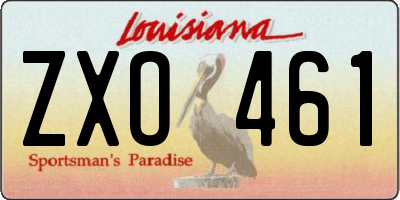LA license plate ZXO461