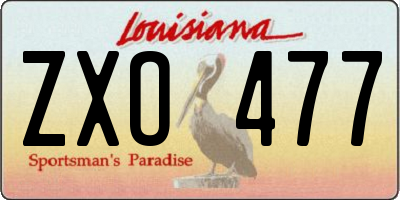 LA license plate ZXO477