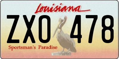 LA license plate ZXO478