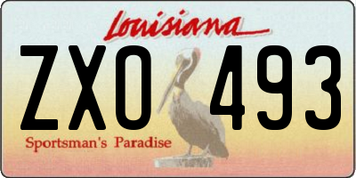 LA license plate ZXO493