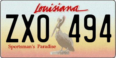 LA license plate ZXO494