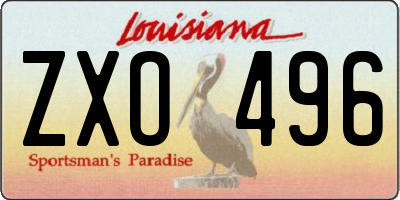 LA license plate ZXO496