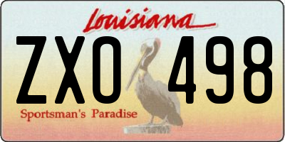 LA license plate ZXO498