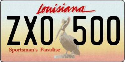 LA license plate ZXO500