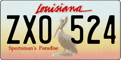 LA license plate ZXO524