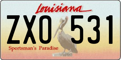 LA license plate ZXO531