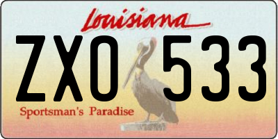 LA license plate ZXO533