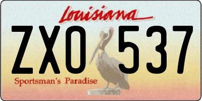 LA license plate ZXO537