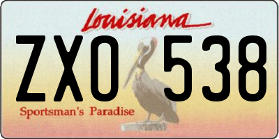 LA license plate ZXO538