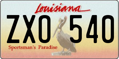 LA license plate ZXO540