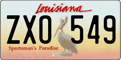 LA license plate ZXO549