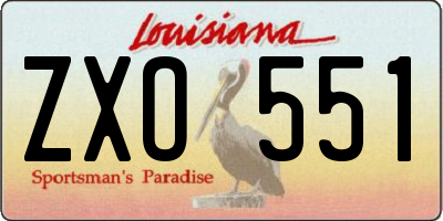 LA license plate ZXO551