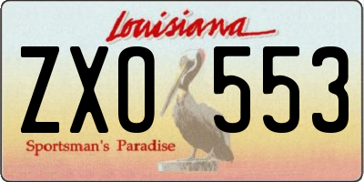 LA license plate ZXO553
