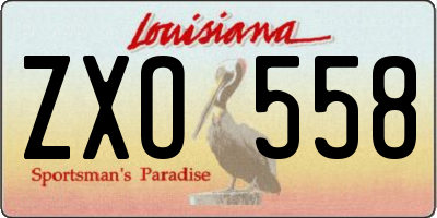 LA license plate ZXO558