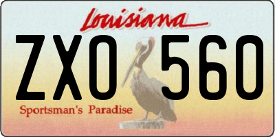 LA license plate ZXO560