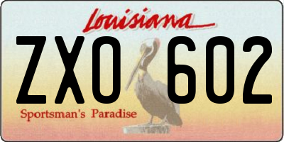 LA license plate ZXO602
