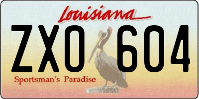 LA license plate ZXO604