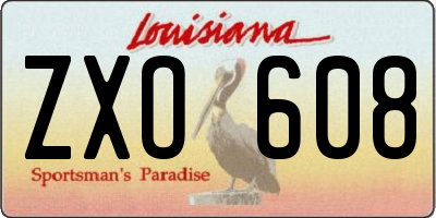 LA license plate ZXO608