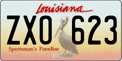 LA license plate ZXO623
