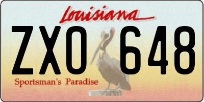 LA license plate ZXO648