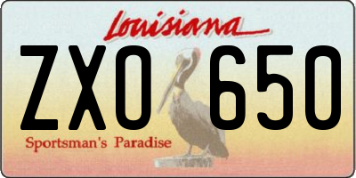 LA license plate ZXO650