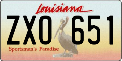 LA license plate ZXO651