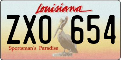LA license plate ZXO654