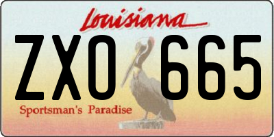 LA license plate ZXO665