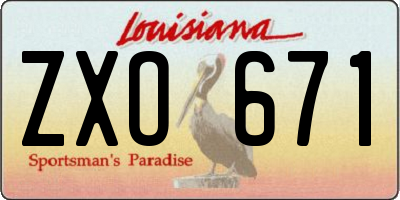 LA license plate ZXO671