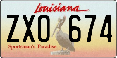 LA license plate ZXO674