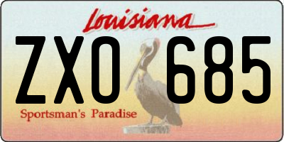 LA license plate ZXO685