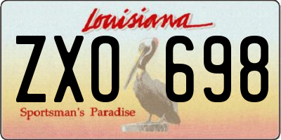 LA license plate ZXO698