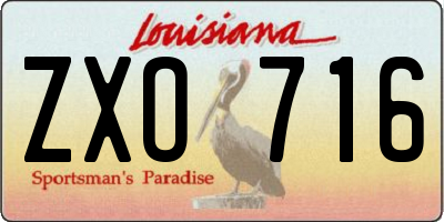 LA license plate ZXO716