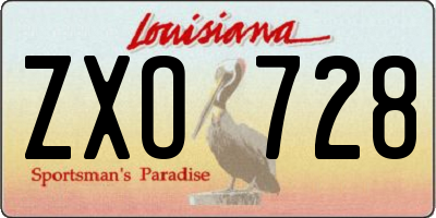 LA license plate ZXO728