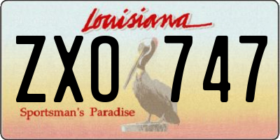LA license plate ZXO747