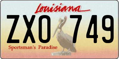 LA license plate ZXO749