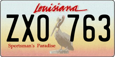 LA license plate ZXO763