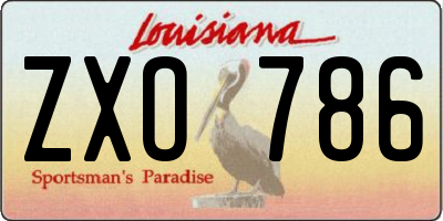 LA license plate ZXO786
