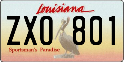 LA license plate ZXO801