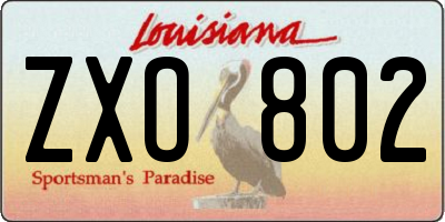 LA license plate ZXO802